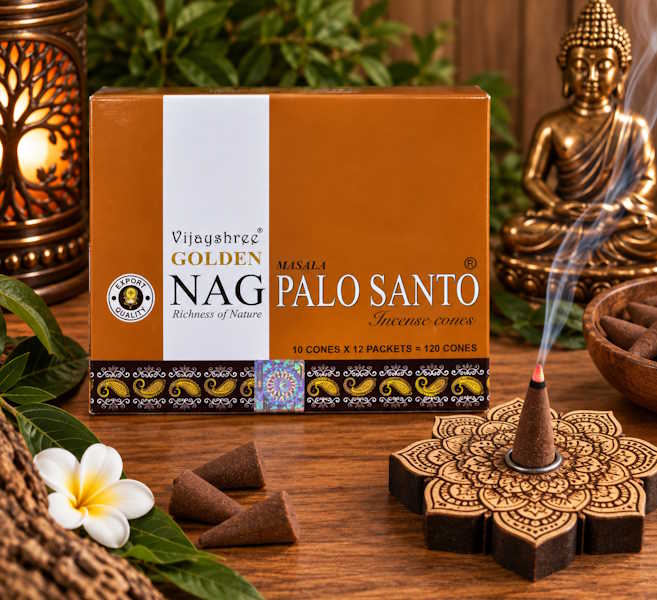 Incienso Conos Golden Nag Palo Santo Vijayshree